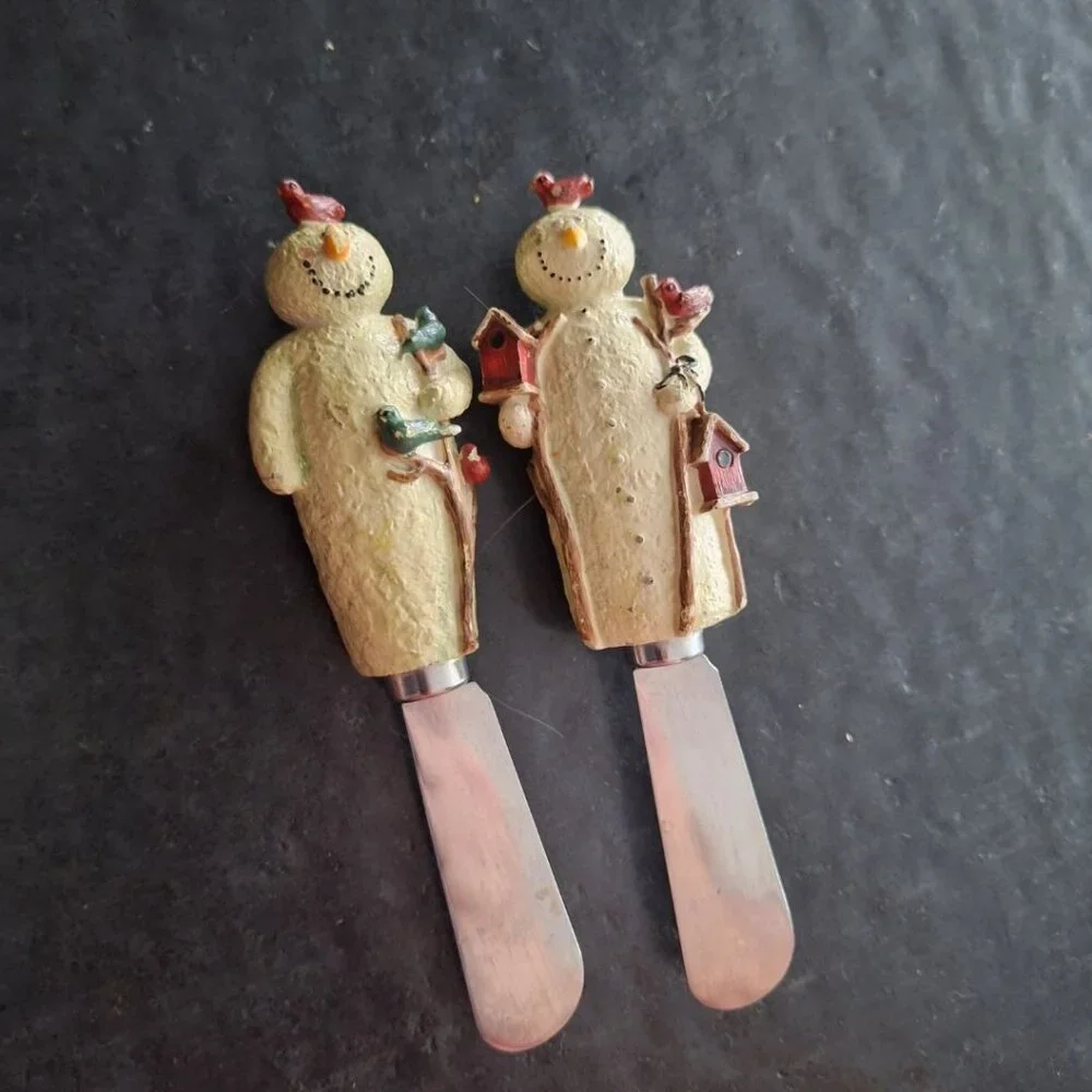 Snowman Knife Tiny Small Charcuterie‎ Board Holidays Serving Butter Cheeseball